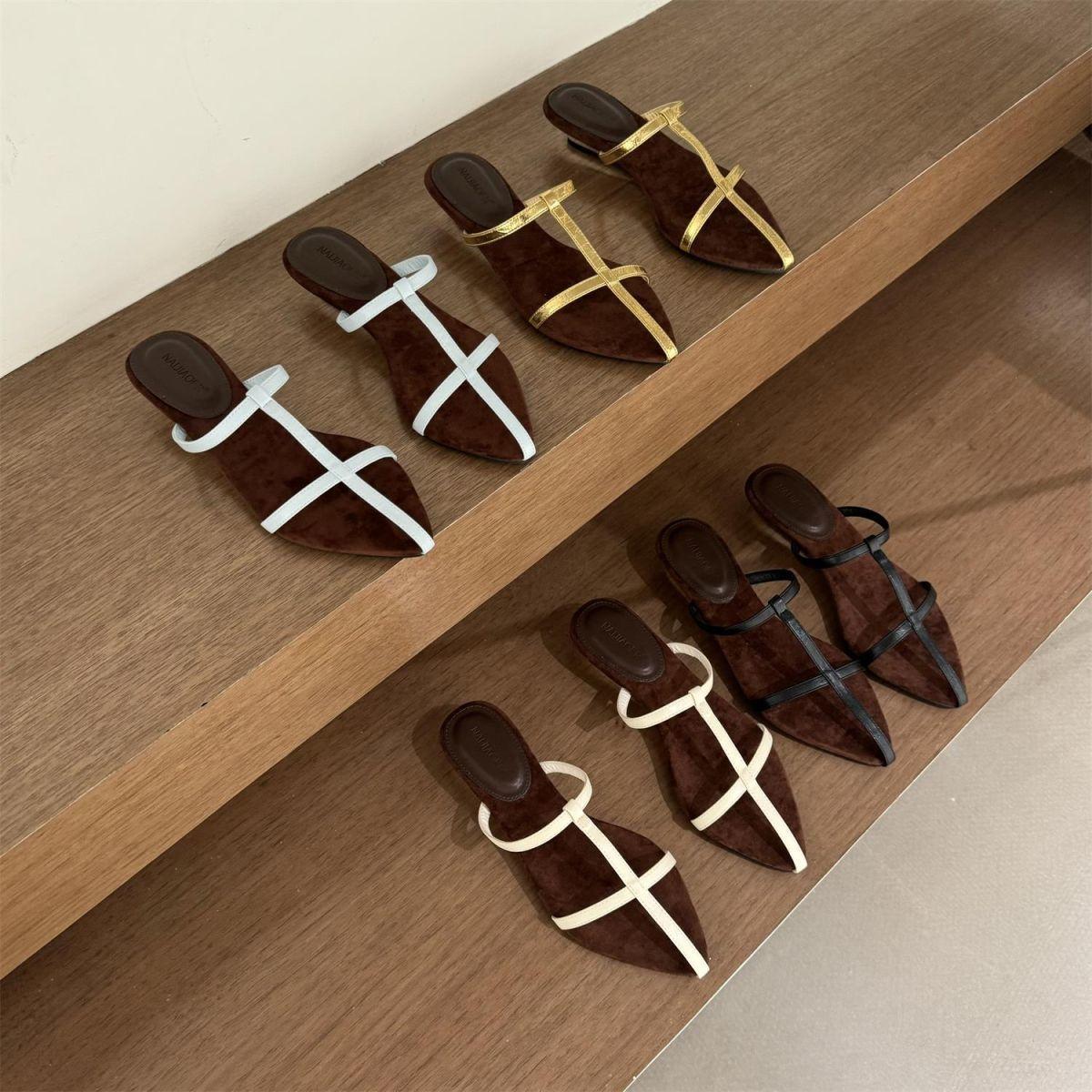 

Fashion thin strap cross with wedge heel sandals pointed open-toed Roman shoes temperament daily versatile low-heeled cool slippers women 40