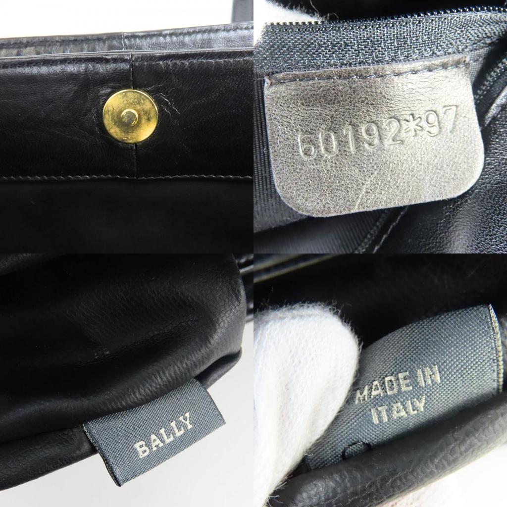 Used BALLY Tote Bag quilting leather black Chain