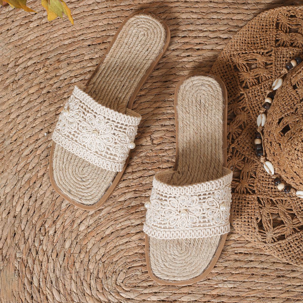 Women s Retro Bohemian Flat Woven Summer Sandals - New 2026 Beach Resort Style Flip-Flops 41