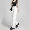 Damen High Waist Schlankmachende Weiße Jeans - Frühjahr/Sommer 2025 Kollektion, Petite Bodenlange Fließende Weitbein Hose