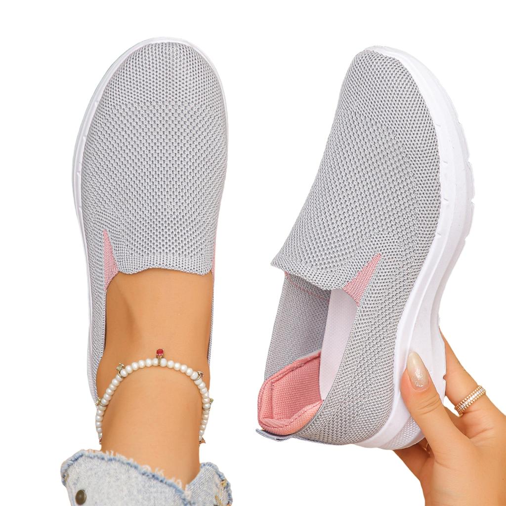 Women's Casual Flats, Breathable Knit Mesh Upper, Soft, Lightweight Shoes