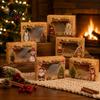 Holiday Snack Boxes 6Pcs Christmas Paper Gift Boxes, Xmas Color Printed Foldable Cookie Treat Present Wrapping Bakery Packaging for Desserts, Candies,