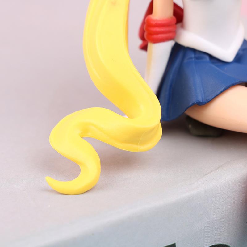 12CM Anime Sailor Moon Action Figure Beautiful Girl Water Ice Moon Pluto Yellow Hair Kawaii Sitting Collectible Model Toy