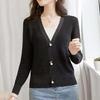 Women's Fashionable V-Neck Silk Knit Jacket - Lightweight, Short, Loose, Versatile, & Bright Sunscreen Shawl.