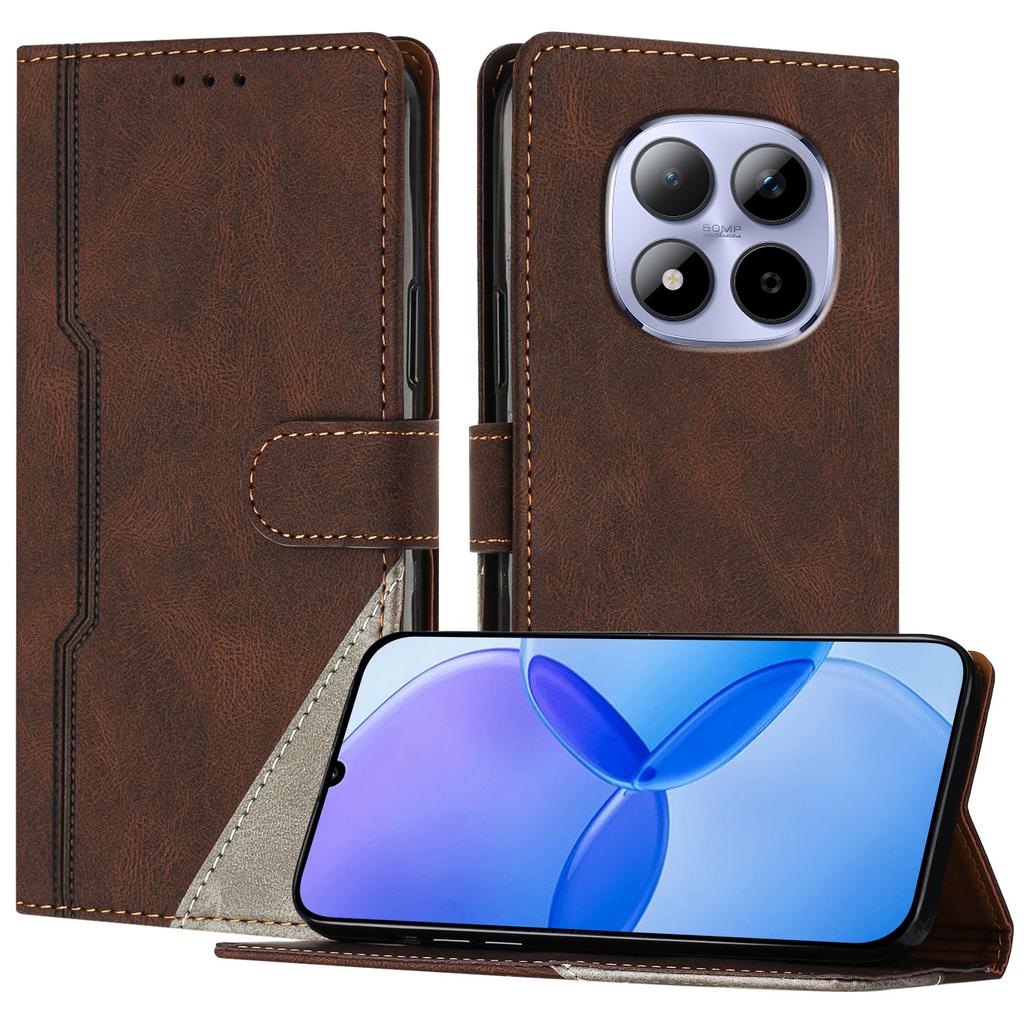 For Xiaomi Redmi Note 15 Pro 5G Leather Case Triangle Patchwork Wallet Stand Shockproof Phone Cover