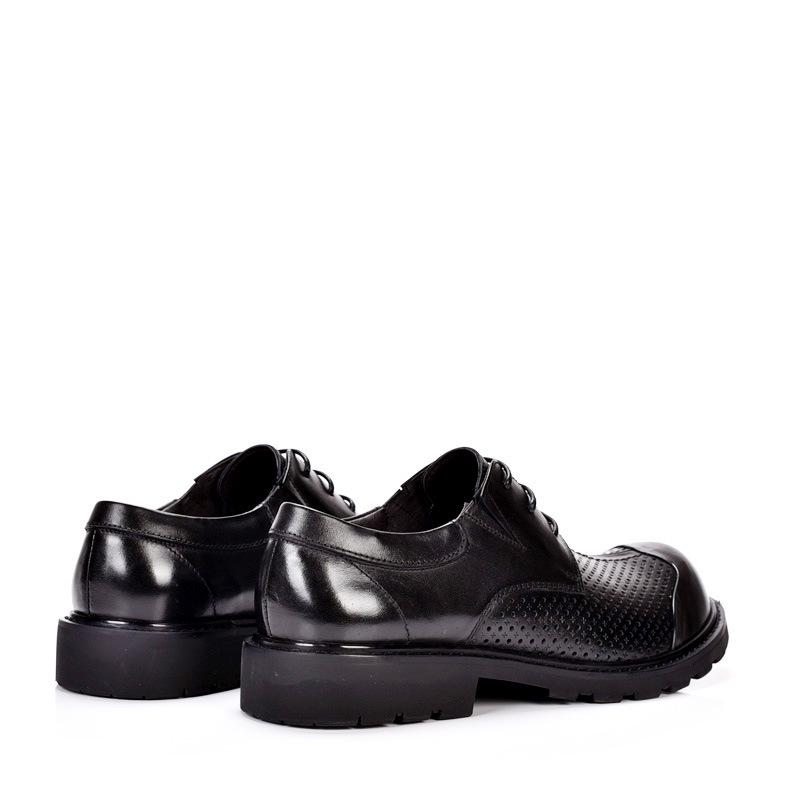 Big Head Shoes Men's Trendy Business Leather Sandals - Breathable, Hollow, Thick Sole, Versatile, Perforated Round Toe