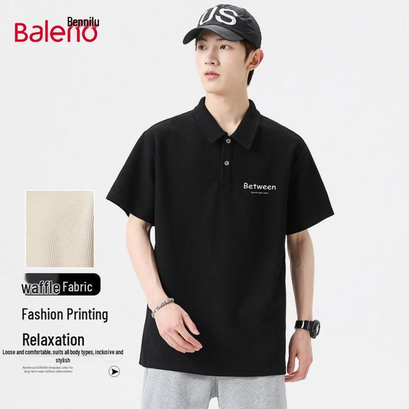 Baleno Men's Waffle Print Lapel Polo Shirt