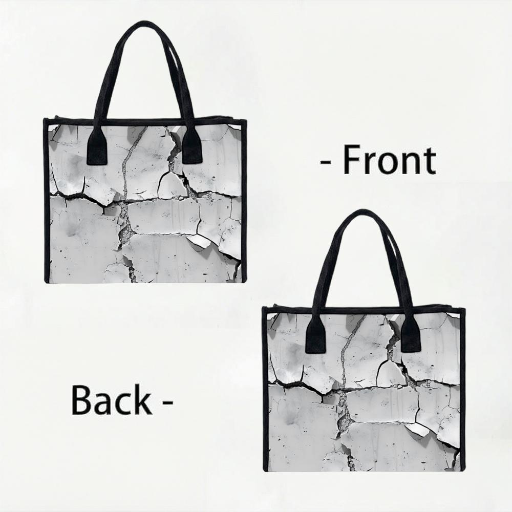 Cracked Pattern Tote Bag Fashionable Daily Use Shoulder Bag Casual Large Capacity Handbag