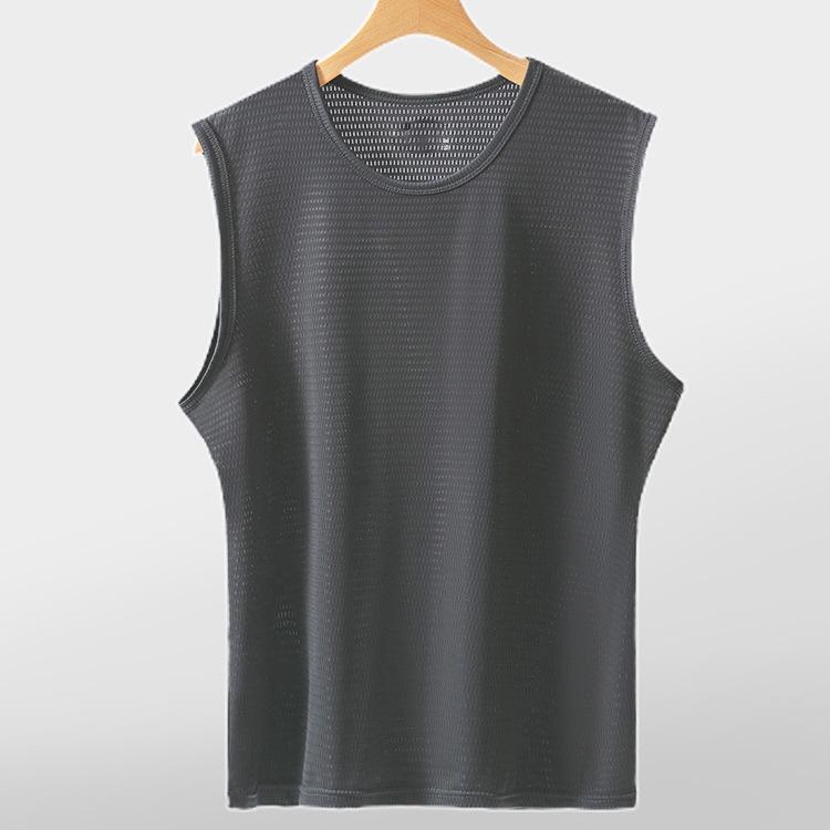 

Мужской летний жилет для фитнеса Ice Silk Mesh без рукавов, быстросохнущий 4XL