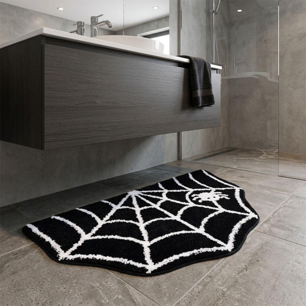 Non-slip Halloween Unwelcome Bat Doormat Faux Cashmere Halloween Decorative Carpet Bathroom