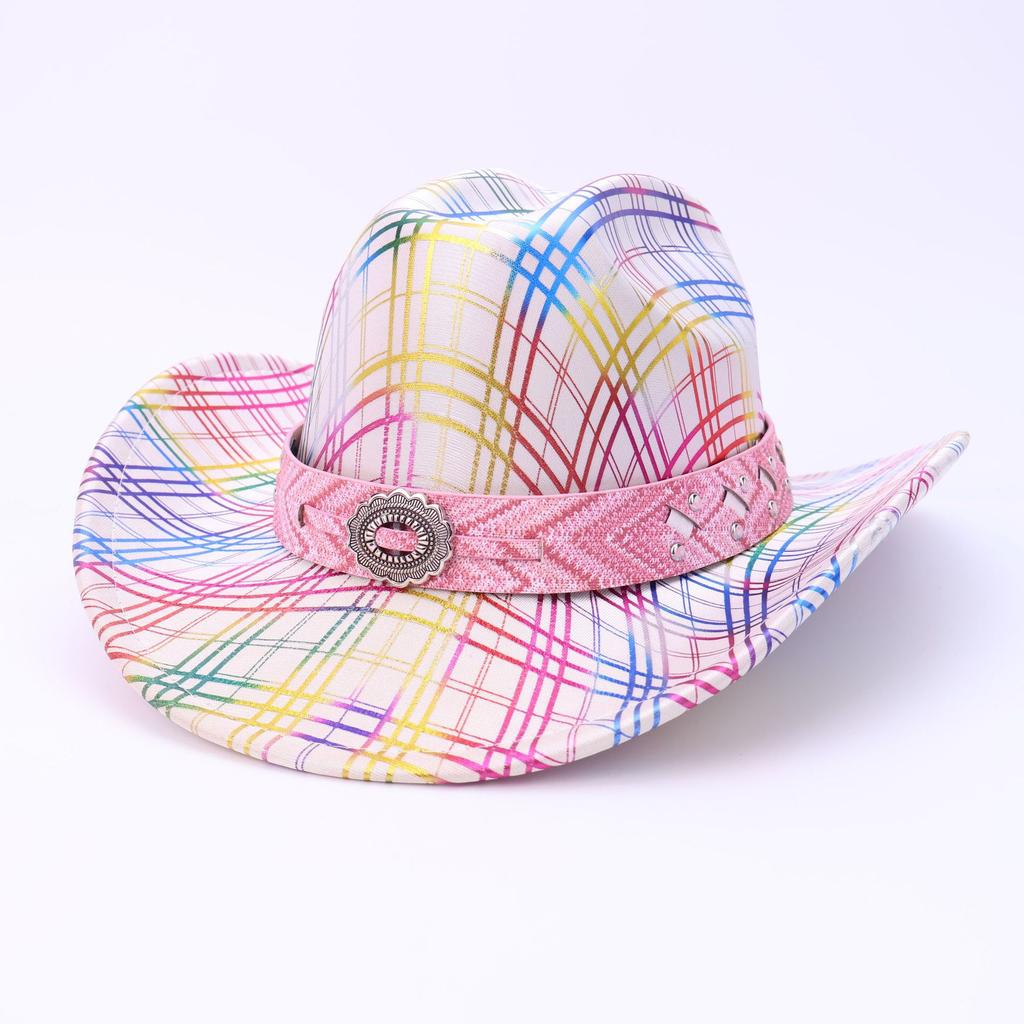 New Western Cowboy Hat Colorful Peach Top Jazz Hat Men's and Women's Trend Fashion Laser Top Hat