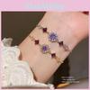 Floral Zircon Hollow Flower Bracelet With Puller For Womens Fashion Accessory