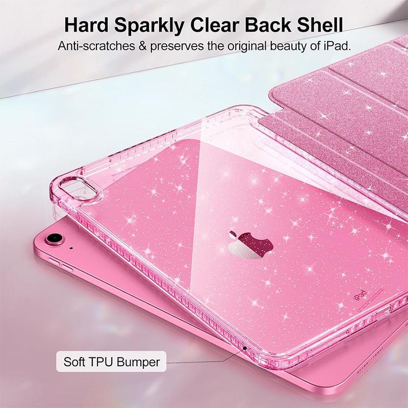 IPad Air 11. Generation Glitzer Schutzhülle mit Stifthalter - Anti-Biege Acryl Tablet Cover