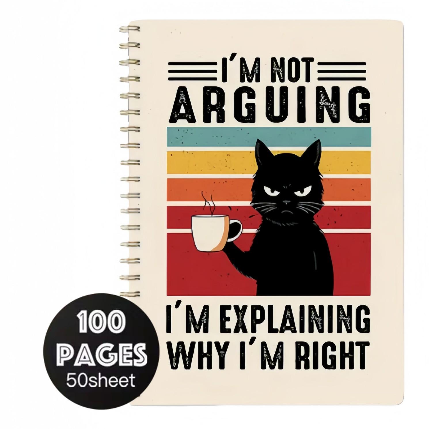 Creative Funny Black Cat Drinking Coffee Spiral Coil Book Diary A5