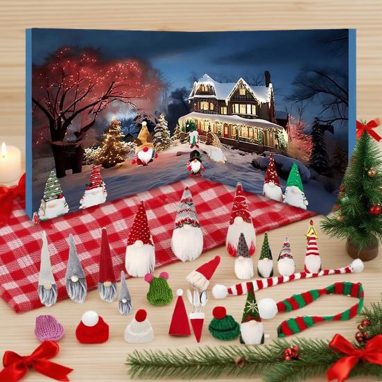 2025 Christmas Gnomes Advent Calendar 24 Days Countdown Box with Dwarf Figures Holiday Home Decoration Gifts