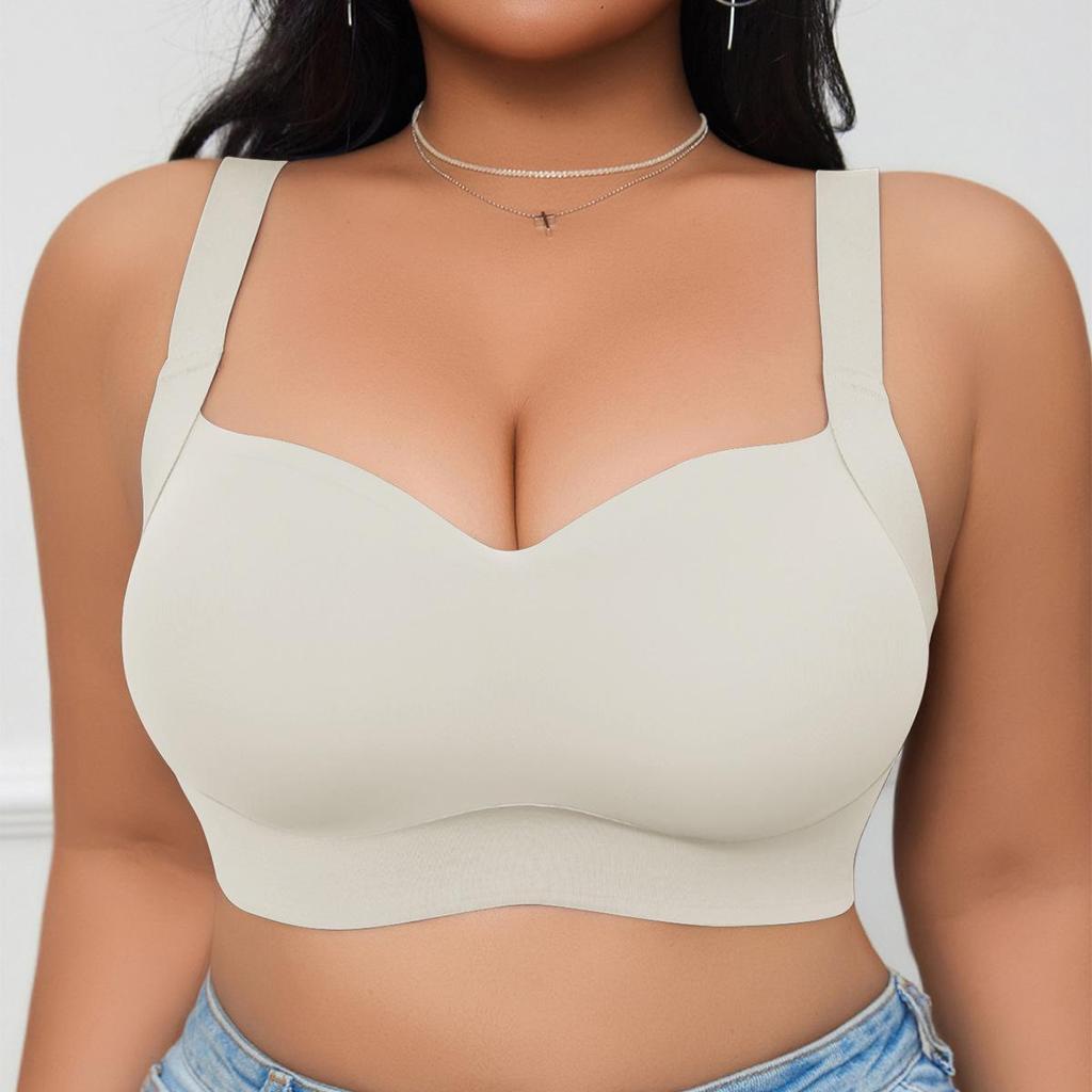 Plus Size Women's Seamless Breathable Push-Up Sports Bra with Supportive Beautiful Back Design