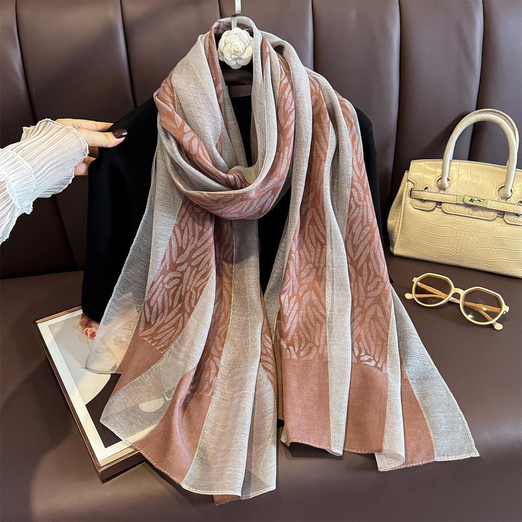 Luxury Long Scarf For Women Elegant Shawl Warps Ladies Hijab Neckerchief Soft Stain Retro Scarves For Travel Wear