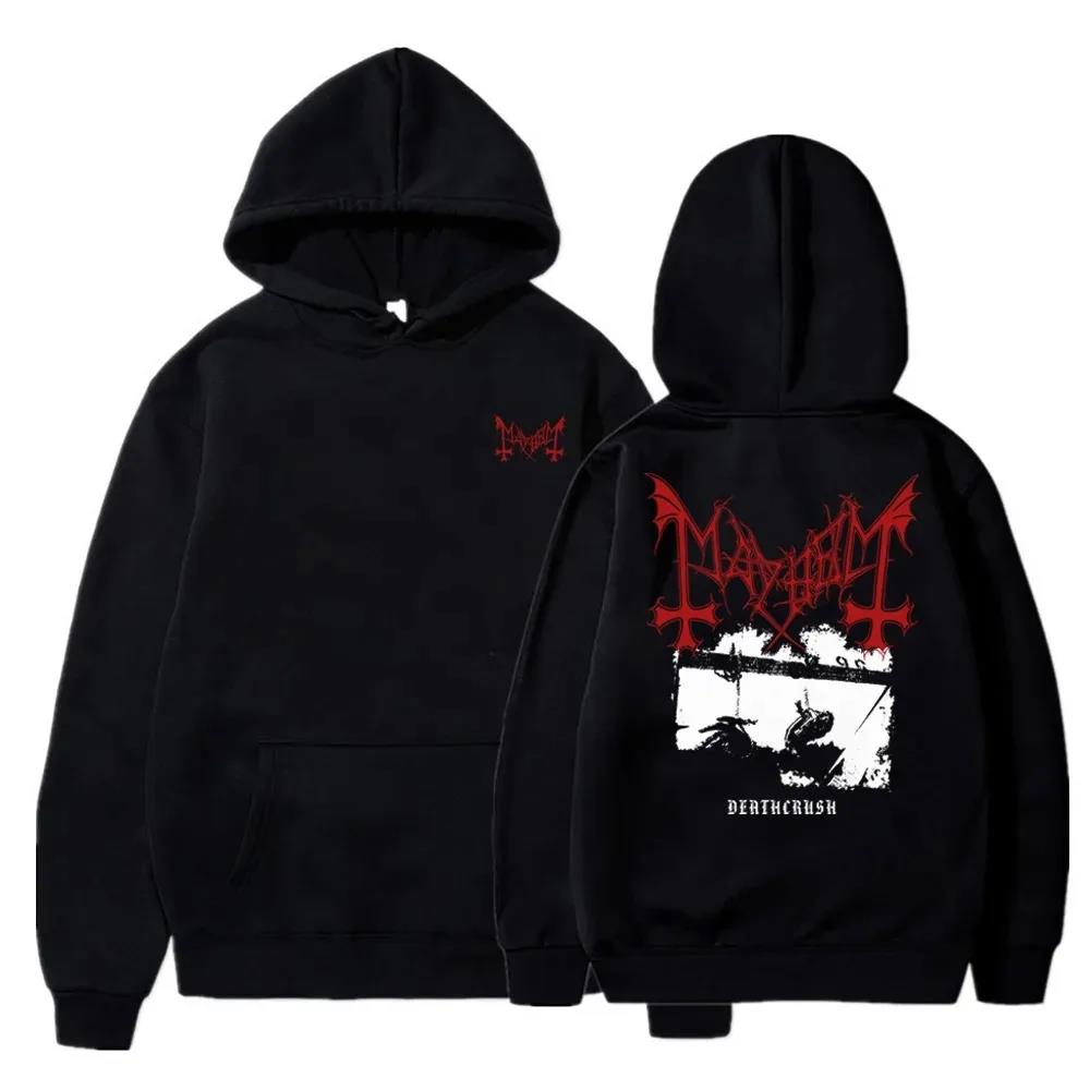 Men's Clothing Pullover Hoodies Mayhem Black Metal Graphic Printing Sweatshirts Casual Tops Streetwear Classic Simple