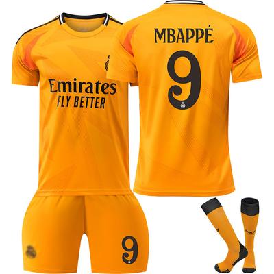 Kits de Fútbol para Adolescentes, Niños y Adultos Conjunto de Camiseta de Entrenamiento Deportivo con Calcetines 24/25 Real Madrid Visitante #9 Mbappé