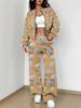Retro Style Autumn And Winter New European And American Women'S Clothing Flower Printing Suit Women