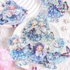 6 pcs Flash laser PET Stickers aesthetic Kawaii Cartoon Girl Decorative collage Diary Album Adhesive Diy Scrapbooking material