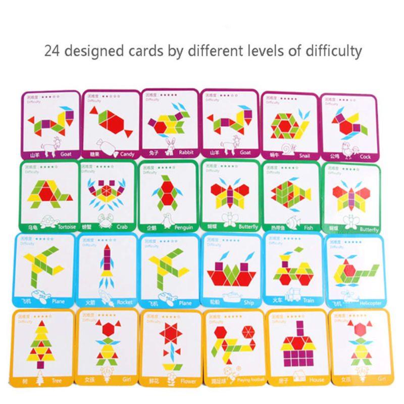 133pcs Jigsaw Puzzle for Children Kids Tangram Wooden Jigsaw Puzzle Wood Montessori Educational Toys