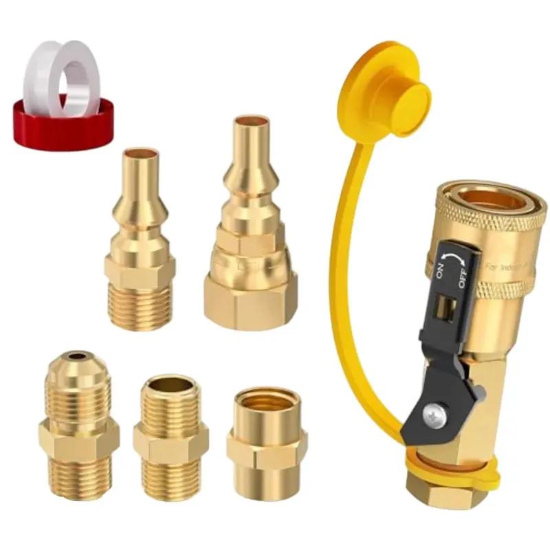 Propane Quick Connect 7pcs Set for Low Pressure RV Gas Appliances Compatible with Camping Stoves Heaters Grills and Fire Pits