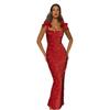 2024 Spring/Summer Strapless Mesh Floral Midi Dress for Vacations, Photoshoots, & Parties