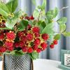 Green Leaves Artificial Raspberry Branch Faux Red Raspberry Plastic Mulberry Fruit Plants Luxury Elegant Fake Plants Gift