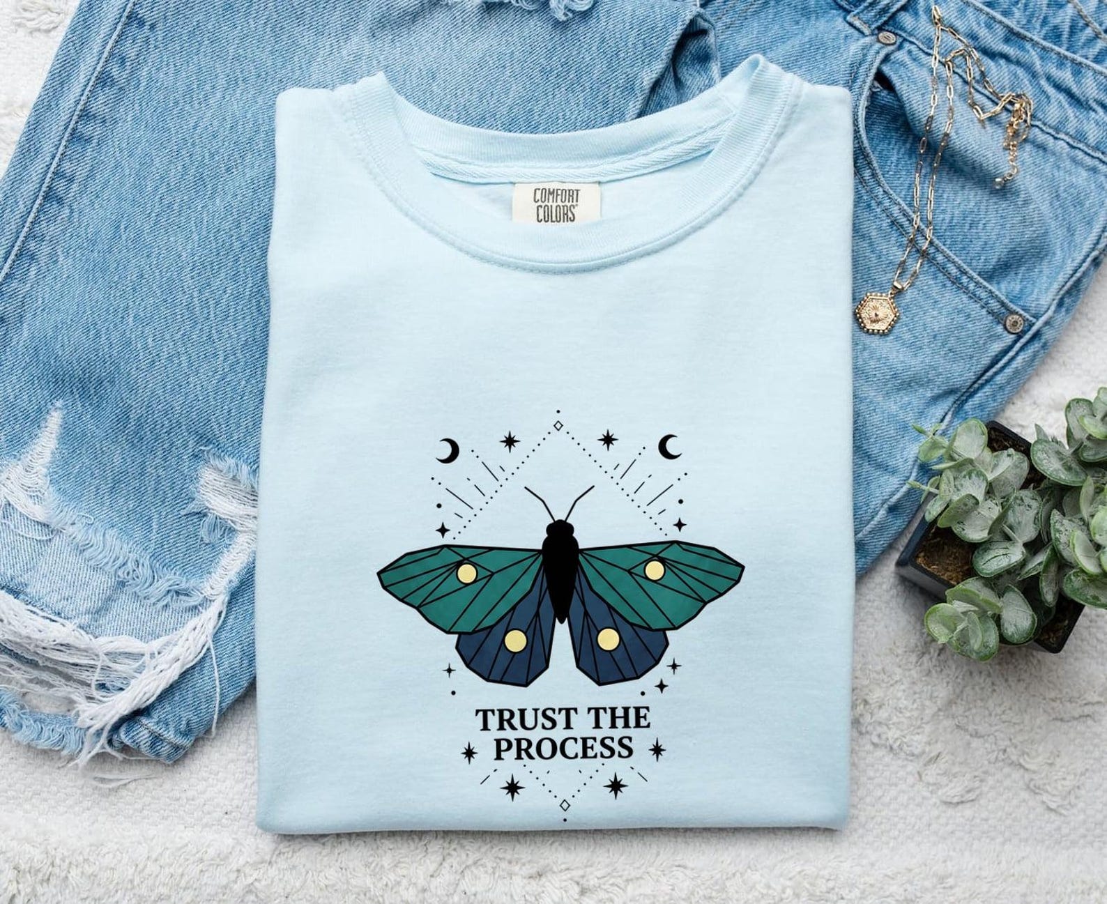 Moth Illustration Shirt Boho Chic Metaphysical Gift Women Abstract Tee Moth T-Shirt Bohemian Enthusiast Abstract Art Tshirt Spiritual 2XL