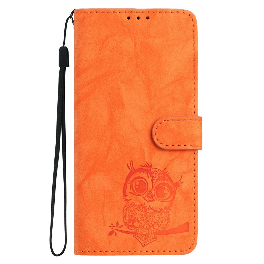 For Motorola Edge 60 5G/60s 5G/Fusion 5G Case Owl Imprinted PU Leather Wallet Phone Cover with Wrist Strap
