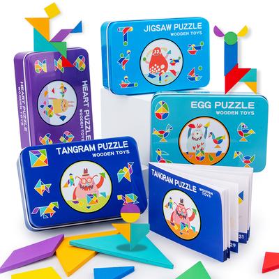 3D Puzzle Skládačka Tangram Dobrá Kvalita Dětská Tréninková Hra na Myšlení Dětské Montessori Vzdělávací Dřevěné Hračky pro Děti