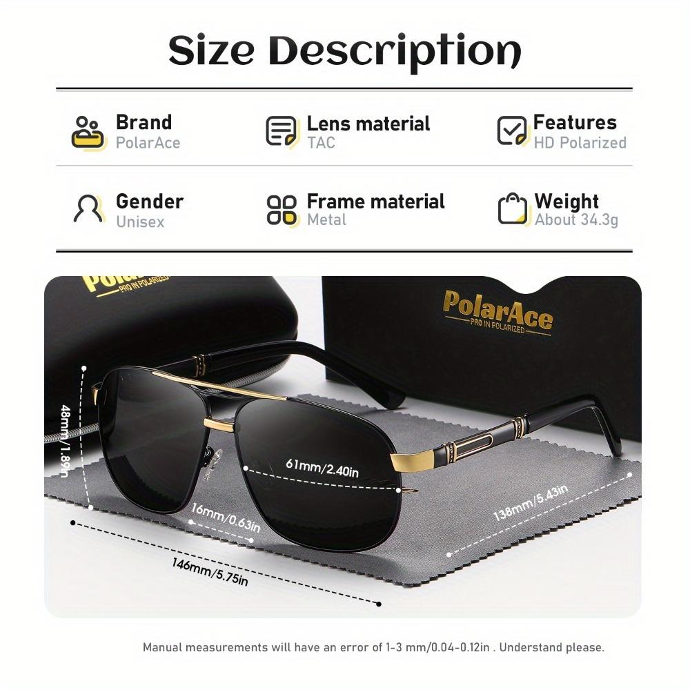 PolarAce Унисекс Поляризованные двухлучевые солнцезащитные очки в металлической оправе — фото 13
