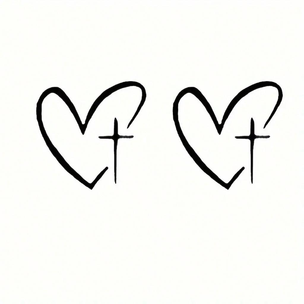 2pcs/Set Heart Cross Mirror Sticker, Personalized Creative Decoration Waterproof Sunscreen Sticker for Cars