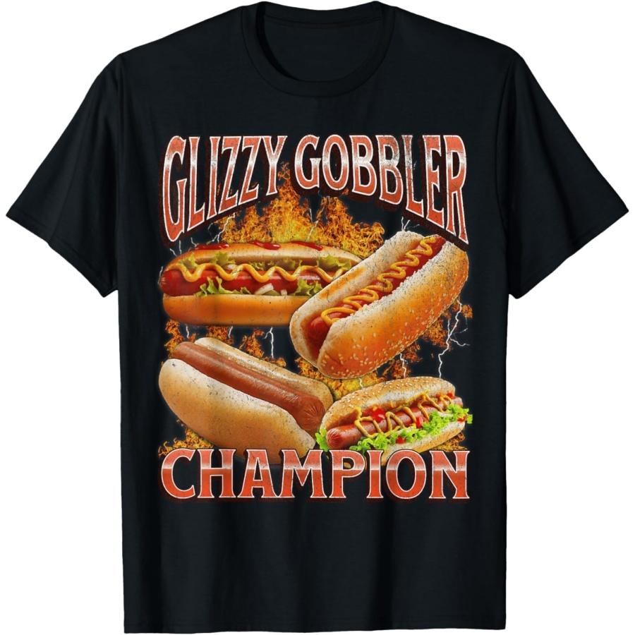 OPWHZVLR Glizzy Gobbler Funny Wiener Hot Dog Meme Bootleg Graphic T-Shirt XXXXXL разноцветный