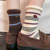 Mink Fleece Splicing Striped Plush Egg Buttons Trendy Socks Thickened And Warm College Style Pile Socks Cotton