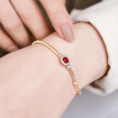 Bracciale a Mezza Catena con Charms Rubino Classico Gioielli per Feste Matrimoni Nuovi Arrivi Ciondolo Ovale Irregolare Braccialetti di Lusso Leggero per Donne