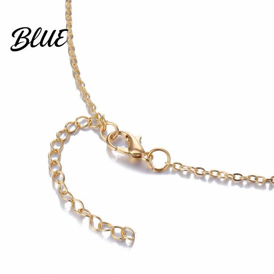 Women Necklace Pendant Faux Crystal Stone Decorative Metal Chain Jewelry Accessories