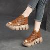 Jiechu Women's Summer Braided Hollow Sandals - Thick Sole, Breathable Candy Colors, Comfortable Roman Style