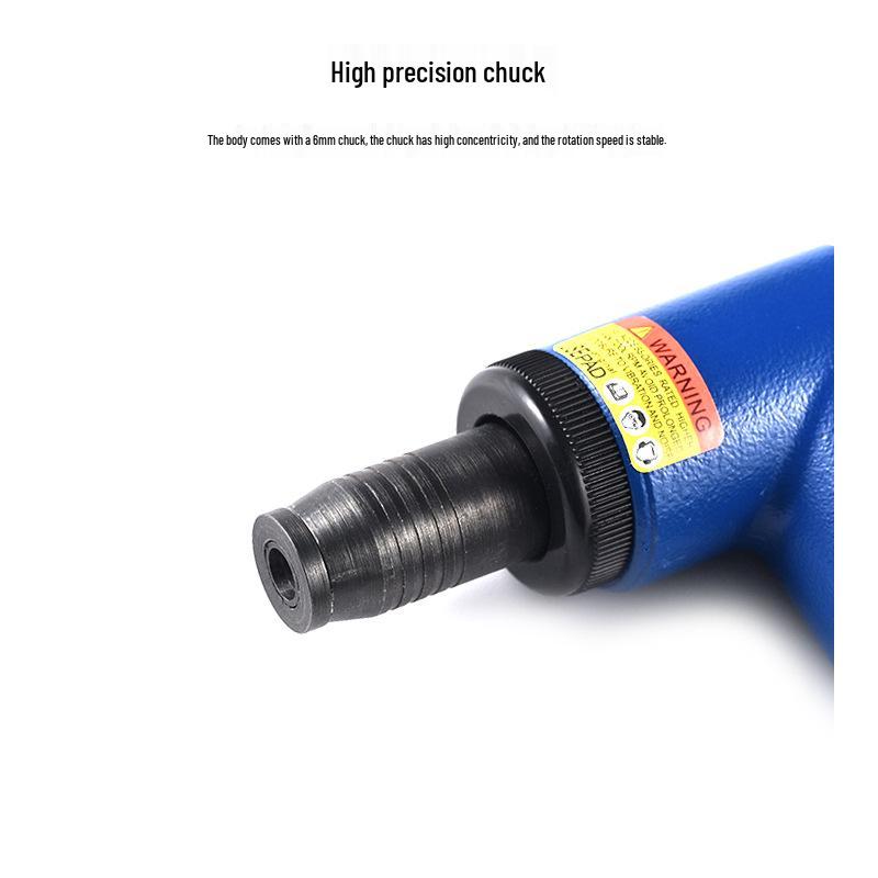 Pneumatic Quick-Change Air Grinder: Right Angle/Straight Shank, Small Engraving/Inner Circle Polisher, 6mm