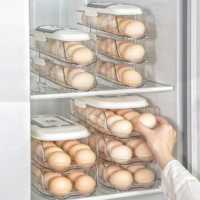 Multi-layer Egg Storage Box with Automatic Roller for Refrigerator Door