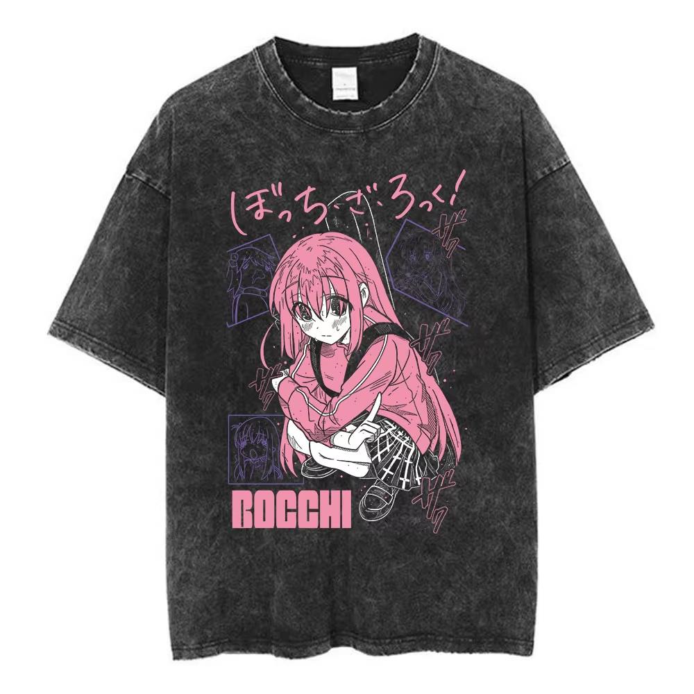 2026 Estate Saldo Estivo Vintage Lavato Anime Bocchi The Rock Gotoh Hitori Kessoku Band Maglietta Uomo Donna Maglietta Oversize Vintage