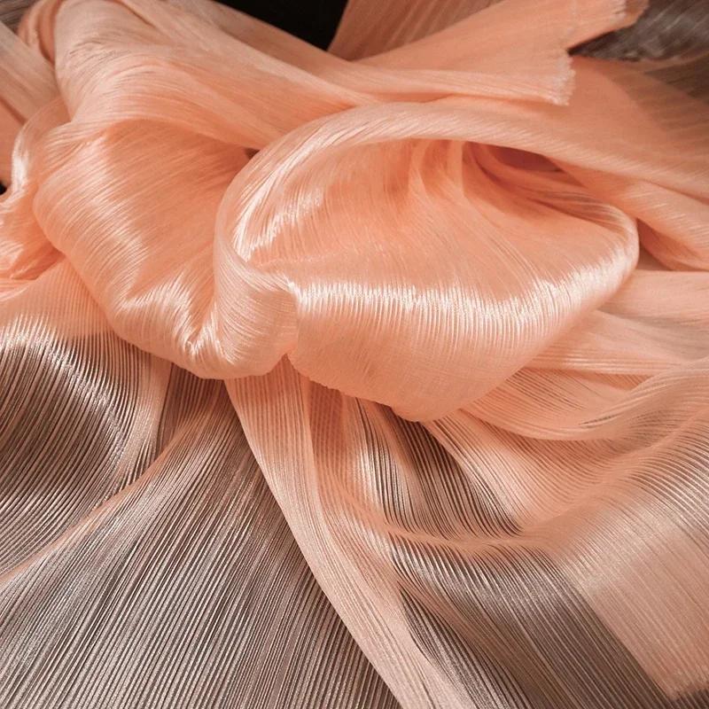 100x145cm Jasná Plisovaná Organza Látka Šít Svatební Šaty A Módní Plisované Síťoviny, DIY Tvar Pevné Designové Látky