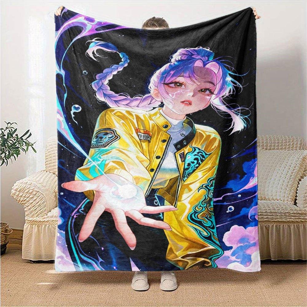 1pc Hunter X Kopo Group - Themed Flannel Blanket - Suitable for Bed, Home Decor, Graduation Gifts, Easter, Back To School, ChristmasA20
