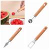 Melonenkugelausstecher mit Holzgriff Edelstahl-Schneidewerkzeuge Rutschfester Samenentferner Obst und Gemüse