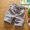 Men Beach Shorts Drawstring Elastic Waist Solid Color Loose Pockets Sports Quick-drying Plus Size Chinese Style Men Sweatpants Male Clothing