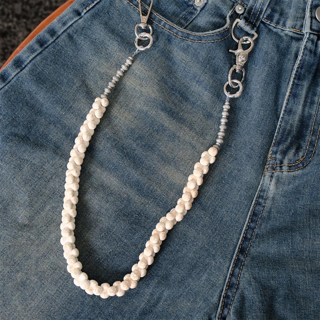 Einfache Runde Perlen Hosenkette Taillenkette Knochen Jeans Anhänger