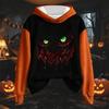 Women's Long Sleeve Pullover Hoodie Sweatshirt with Halloween Print and Drawstring