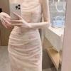 Summer Skirt Floral Suspender Dress, Women's Pure Desire To Slim the Body Inside and Outside, Fishtail Hip-wrapped Dress