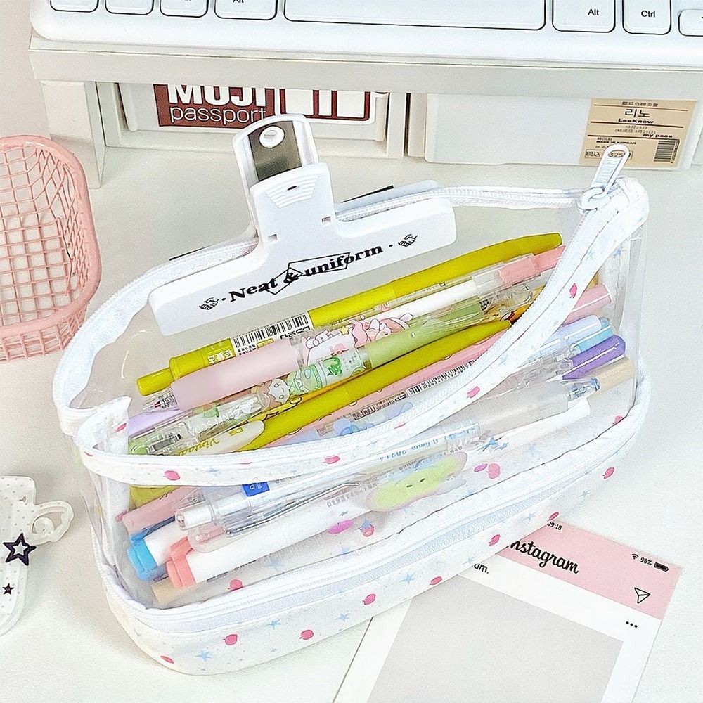 PVC Stationery Bag Transparent Pencil Case Portable Pen Bag  Students